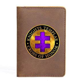 Knights Templar Wallet - Genuine Leather Cross Of Honor - Bricks Masons