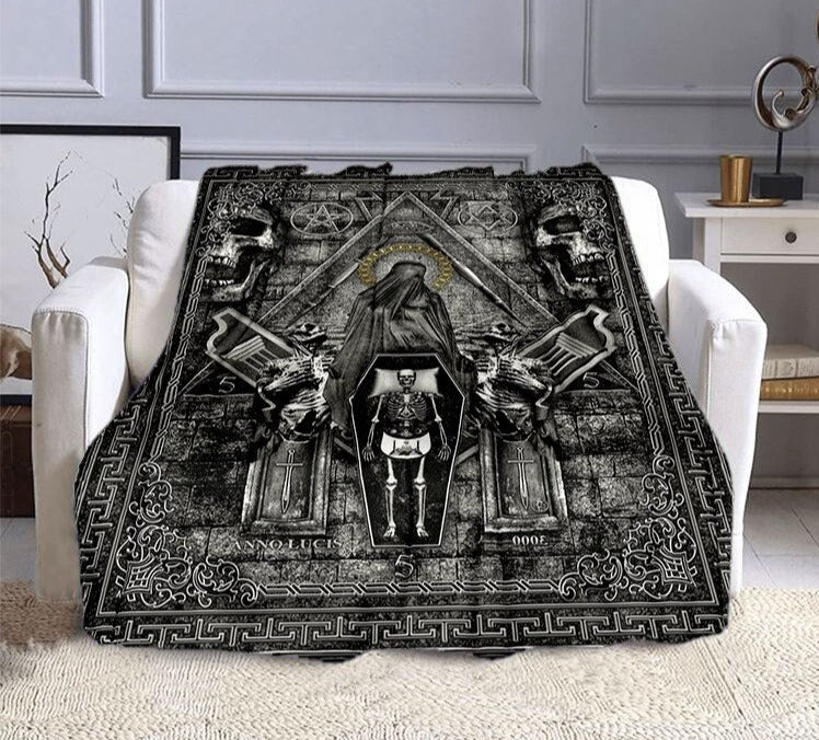 Master Mason Blue Lodge Blanket - Square and Compass G Flannel - Bricks Masons