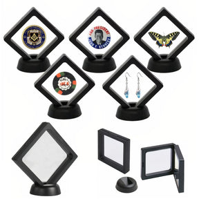 Masonic Coin Holder - 3D Floating Coin Display Black & White - Bricks Masons