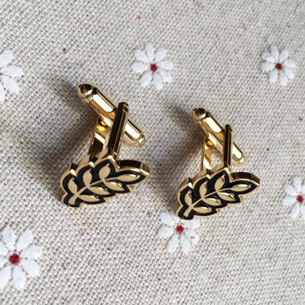 Masonic Cufflink - Sprig of Acacia Hiram Abiff Leaf - Bricks Masons