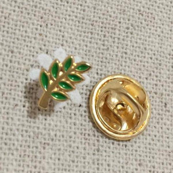 Masonic Lapel Pin - 2pcs Green Leaf Acacia Sprig - Bricks Masons