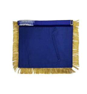 Master Mason Blue Lodge Apron - Blue Velvet with Gold Fringe Hand Embroidered - Bricks Masons