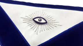 Master Mason Blue Lodge Apron - Royal Blue Silver Embroidery - Bricks Masons