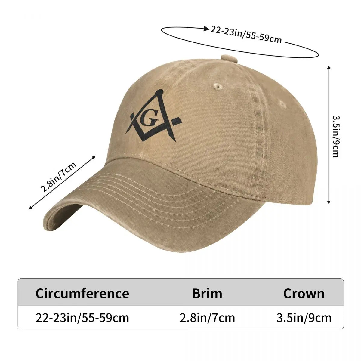 Master Mason Blue Lodge Baseball Cap - Gold Square Compass - Bricks Masons