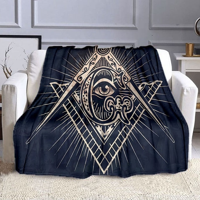 Master Mason Blue Lodge Blanket - Square and Compass G Flannel - Bricks Masons