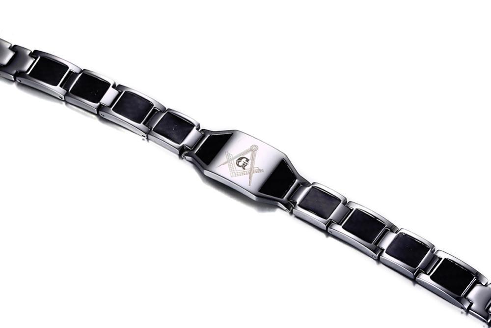 Master Mason Blue Lodge Bracelet - Silver Magnetic Stainless Steel - Bricks Masons