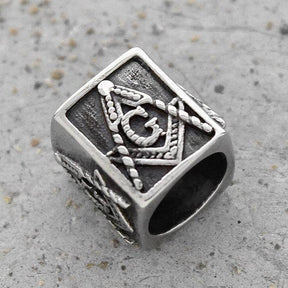 Master Mason Blue Lodge Bracelet - Square and Compass G 316L Stainless Steel Bead for (5 pieces) - Bricks Masons