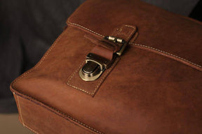 Master Mason Blue Lodge Briefcase - Handmade Leather - Bricks Masons