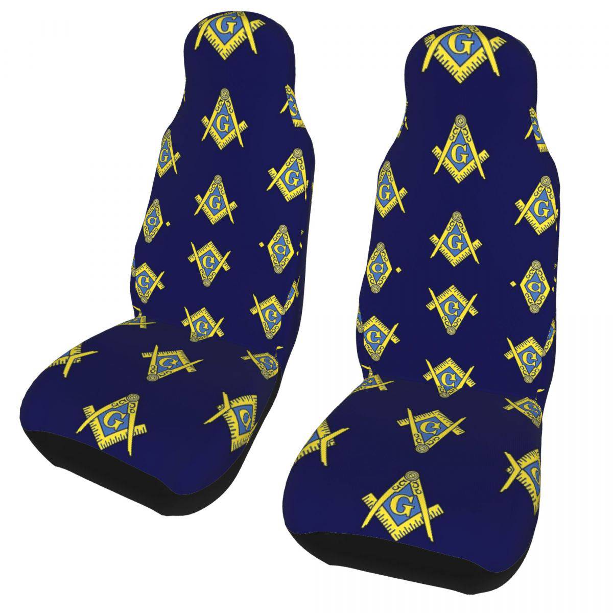 Master Mason Blue Lodge Car Seat Cover - Square and Compass G (2 Pieces) - Bricks Masons