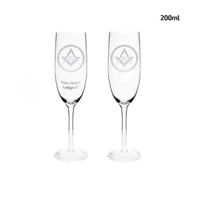 Master Mason Blue Lodge Champagne Flute - 2 Pieces Set - Bricks Masons