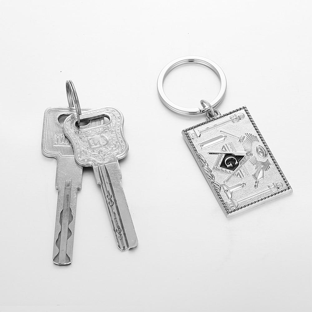 Master Mason Blue Lodge Keychain - Pillars & Tools Silver - Bricks Masons