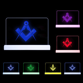 Master Mason Blue Lodge LED Sign - 3D Glowing light - Bricks Masons