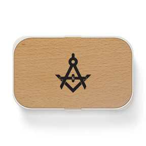 Master Mason Blue Lodge Lunch Box - Wooden Lid with Square & Compass G - Bricks Masons