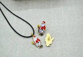 Master Mason Blue Lodge Necklace - Gold Plated Christmas Santa Pendant With Leather Chain - Bricks Masons