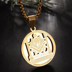 Master Mason Pendant - Stainless Steel With Pillars - Bricks Masons