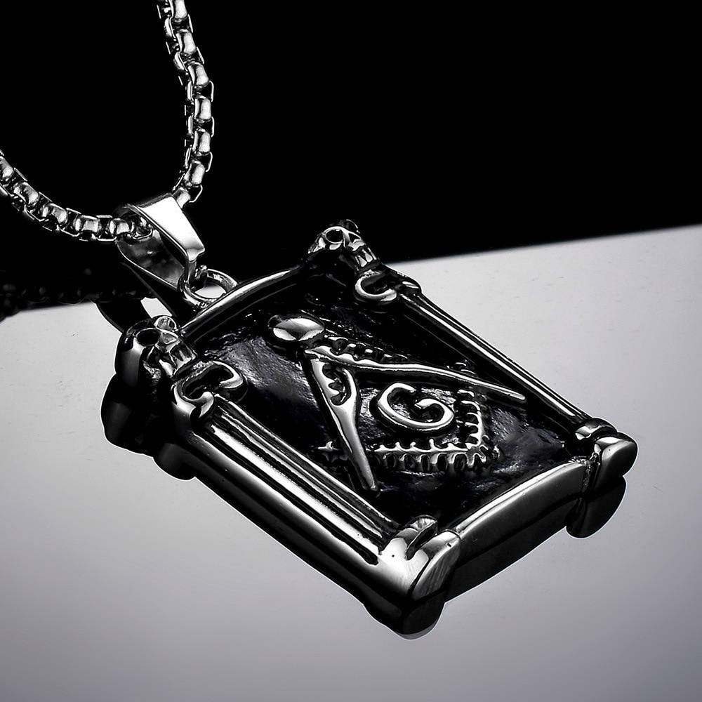 Master Mason Blue Lodge Necklace - Pillars Square Compass G - Bricks Masons