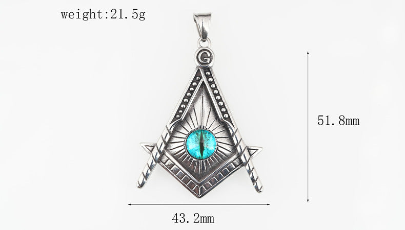 Master Mason Blue Lodge Necklace - Silver All Seeing Eye Titanium Steel Pendant - Bricks Masons