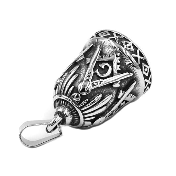 Master Mason Blue Lodge Necklace - Square and Compass G Stainless Steel Bell - Bricks Masons