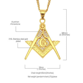Master Mason Blue Lodge Necklace - Zirconia Stainless Steel - Bricks Masons