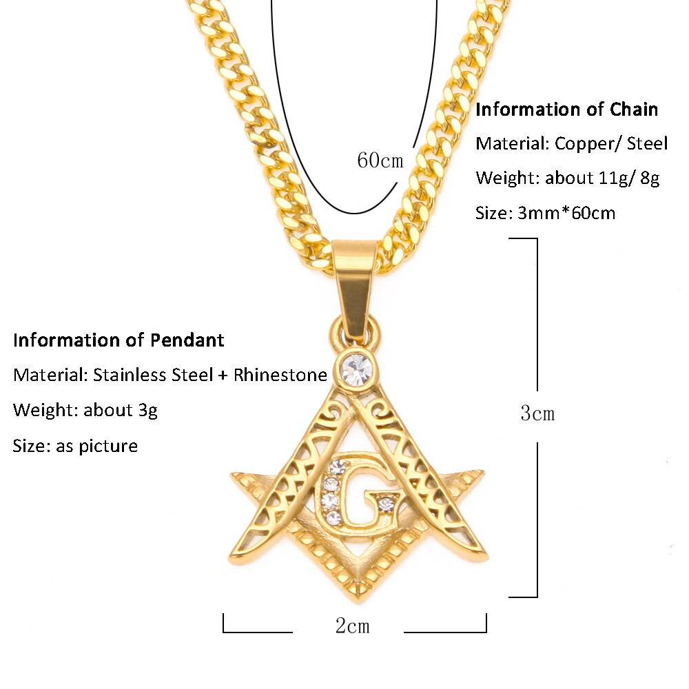 Master Mason Blue Lodge Necklace - Zirconia Stainless Steel - Bricks Masons