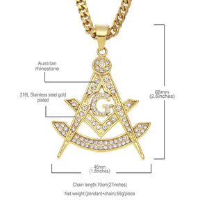 Master Mason Blue Lodge Necklace - Zirconia Stainless Steel - Bricks Masons