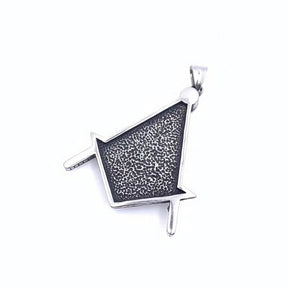 Master Mason Blue Lodge Pendant - Silver Titanium Steel Red Stone - Bricks Masons