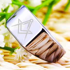 Master Mason Blue Lodge Ring - 12MM Width Silver - Bricks Masons