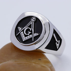 Master Mason Blue Lodge Ring - Compass and Square Sterling Silver - Bricks Masons
