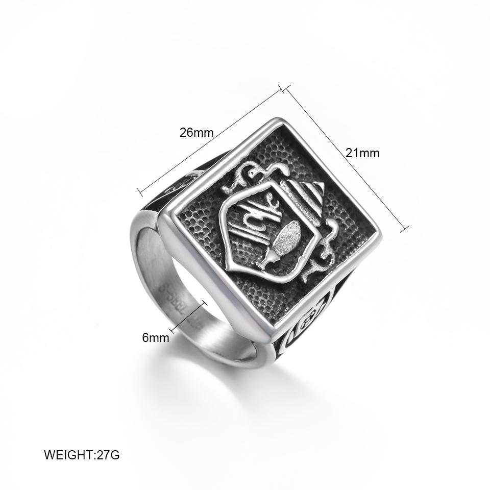 Master Mason Blue Lodge Ring - Silver Titanium Steel - Bricks Masons