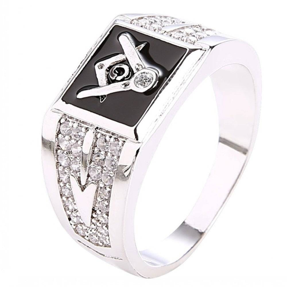Master Mason Blue Lodge Ring - Square & Compass G  (Black/blue/red) - Bricks Masons