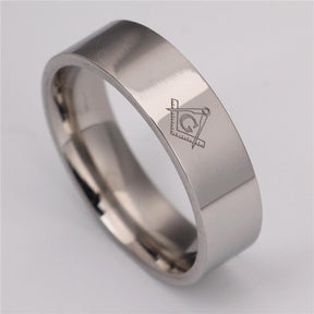 Master Mason Blue Lodge Ring - Square & Compass Straight Edge - Bricks Masons
