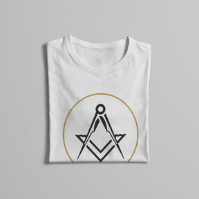 Master Mason Blue Lodge T-Shirt -  Polyester Gold Square Compass - Bricks Masons