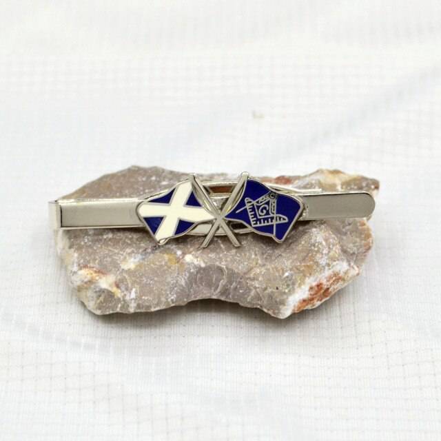 Master Mason Blue Lodge Tie Bar - Scotland Flag Square and Compass G - Bricks Masons