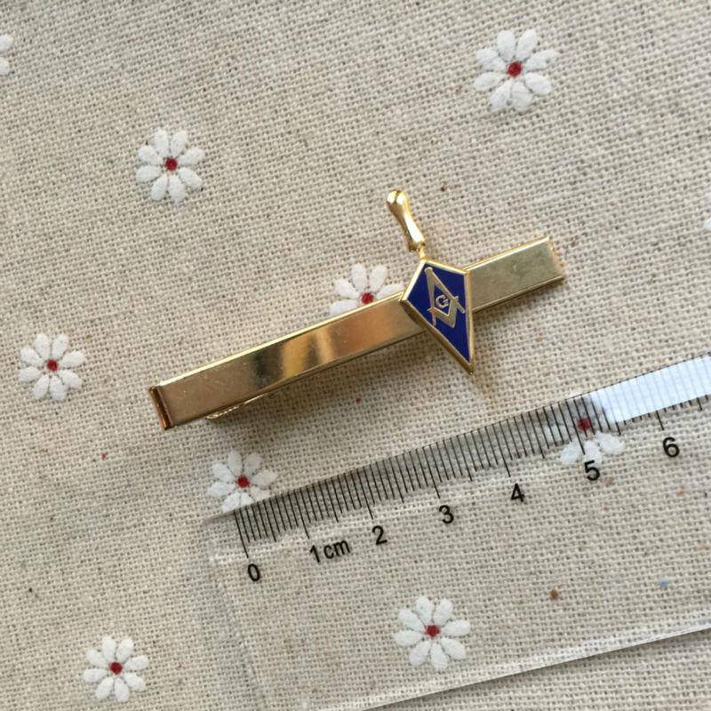 Master Mason Blue Lodge Tie Clip - Blue & Gold Trowel - Bricks Masons