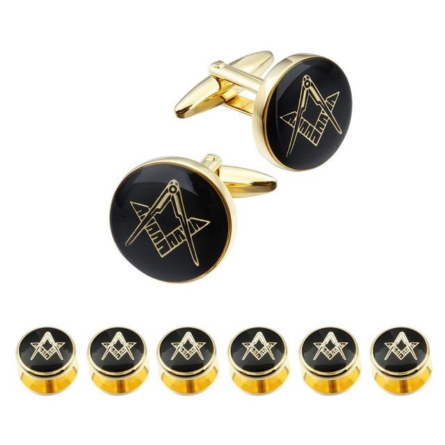 Master Mason Blue Lodge Tuxedo Stud - Gold or Silver 4, 6 Pieces Set - Bricks Masons