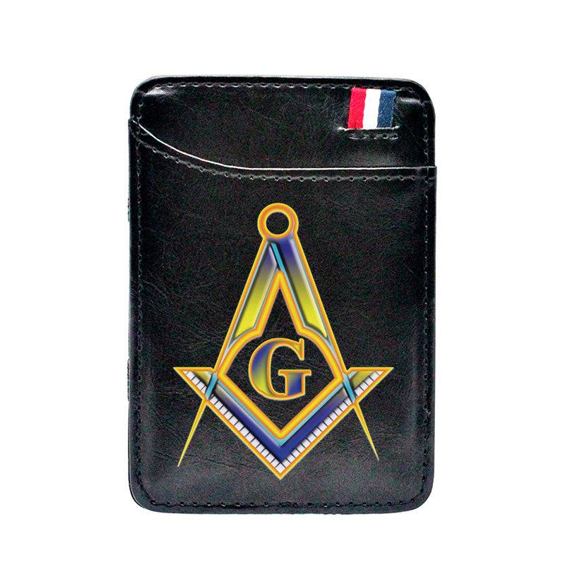 Master Mason Blue Lodge Wallet - Square and Compass G Pu Leather & Credit Card Holder (Black & Brown) - Bricks Masons