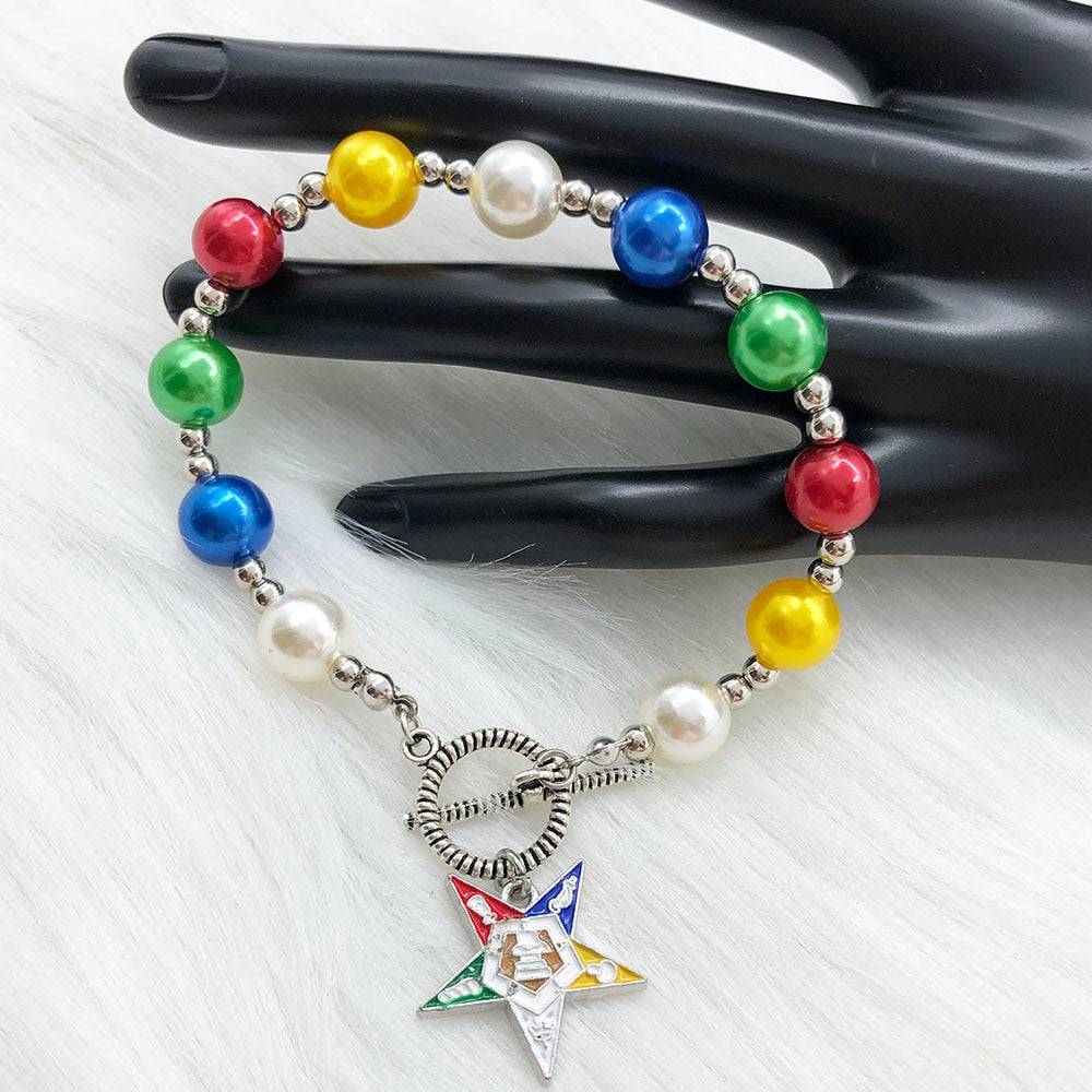 OES Bracelet - Beads With Star Charm - Bricks Masons