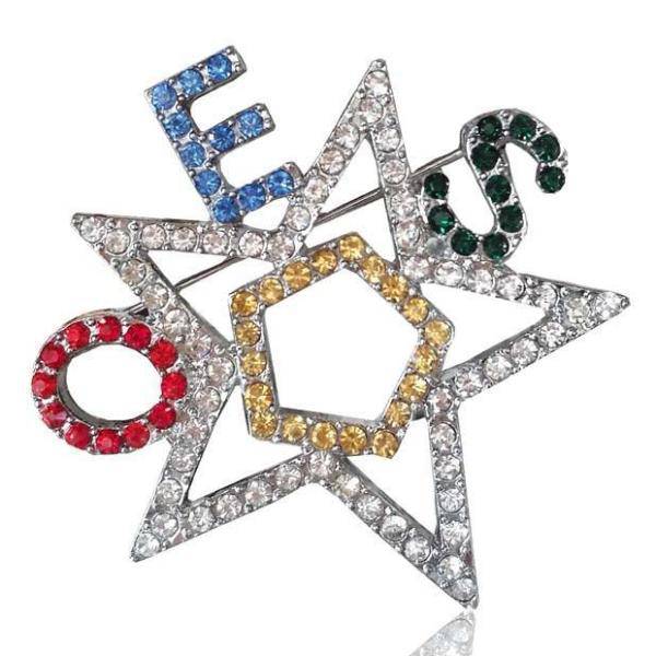 OES Brooch - Crystal - Bricks Masons