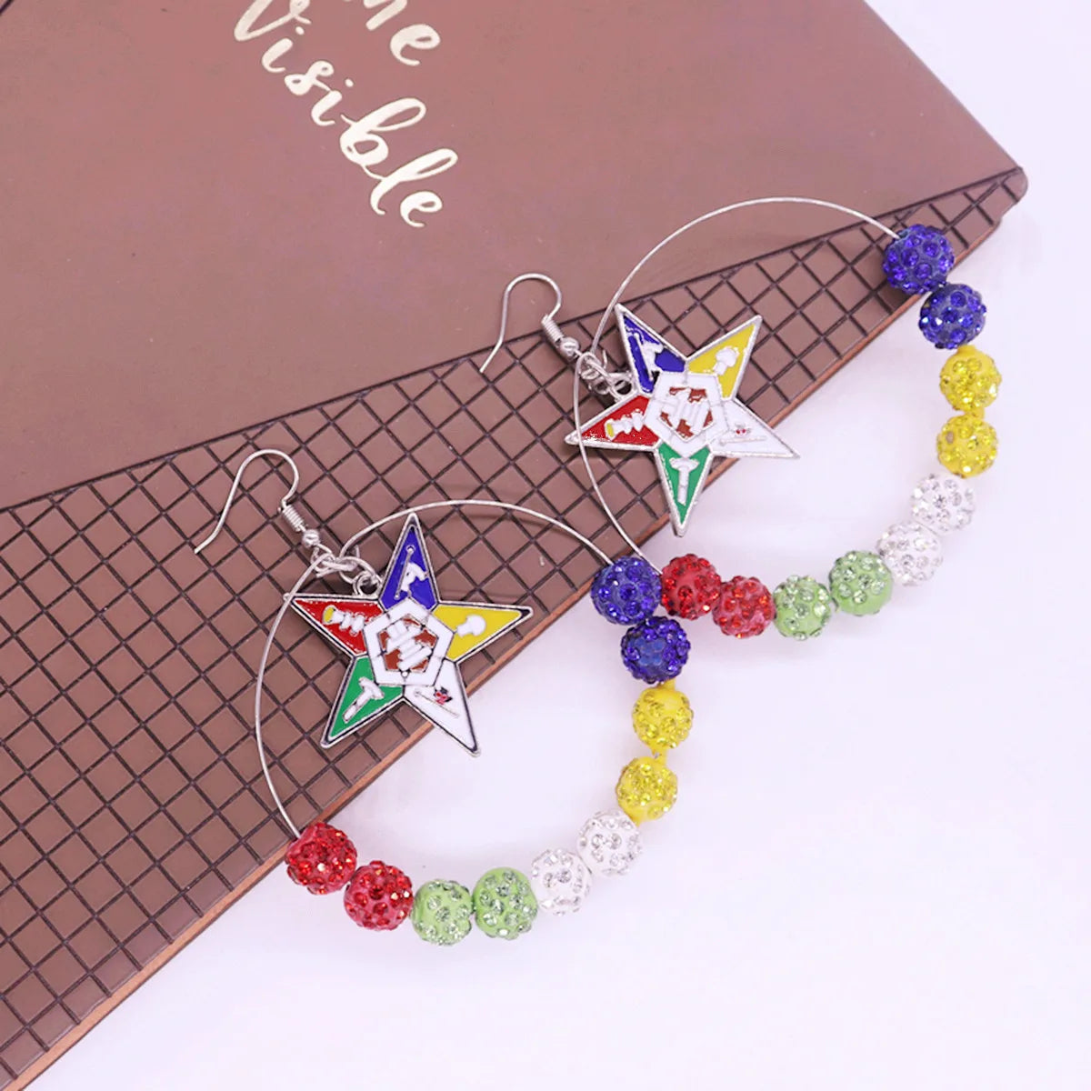 OES Earring - Crystal Ball Beads - Bricks Masons