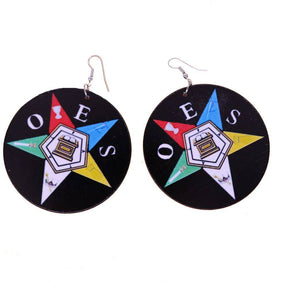 OES Earring - Painted Natural Wood - Bricks Masons