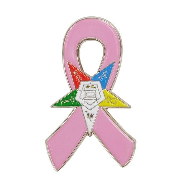 OES Lapel Pin - Breast Cancer Awareness - Bricks Masons