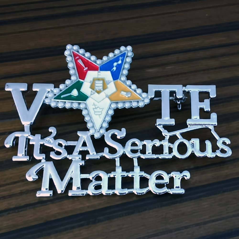 OES Lapel Pin - VOTE - Bricks Masons