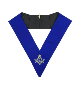 Officers Blue Lodge Officer Collar Set - Royal Blue Machine Embroidery - Bricks Masons