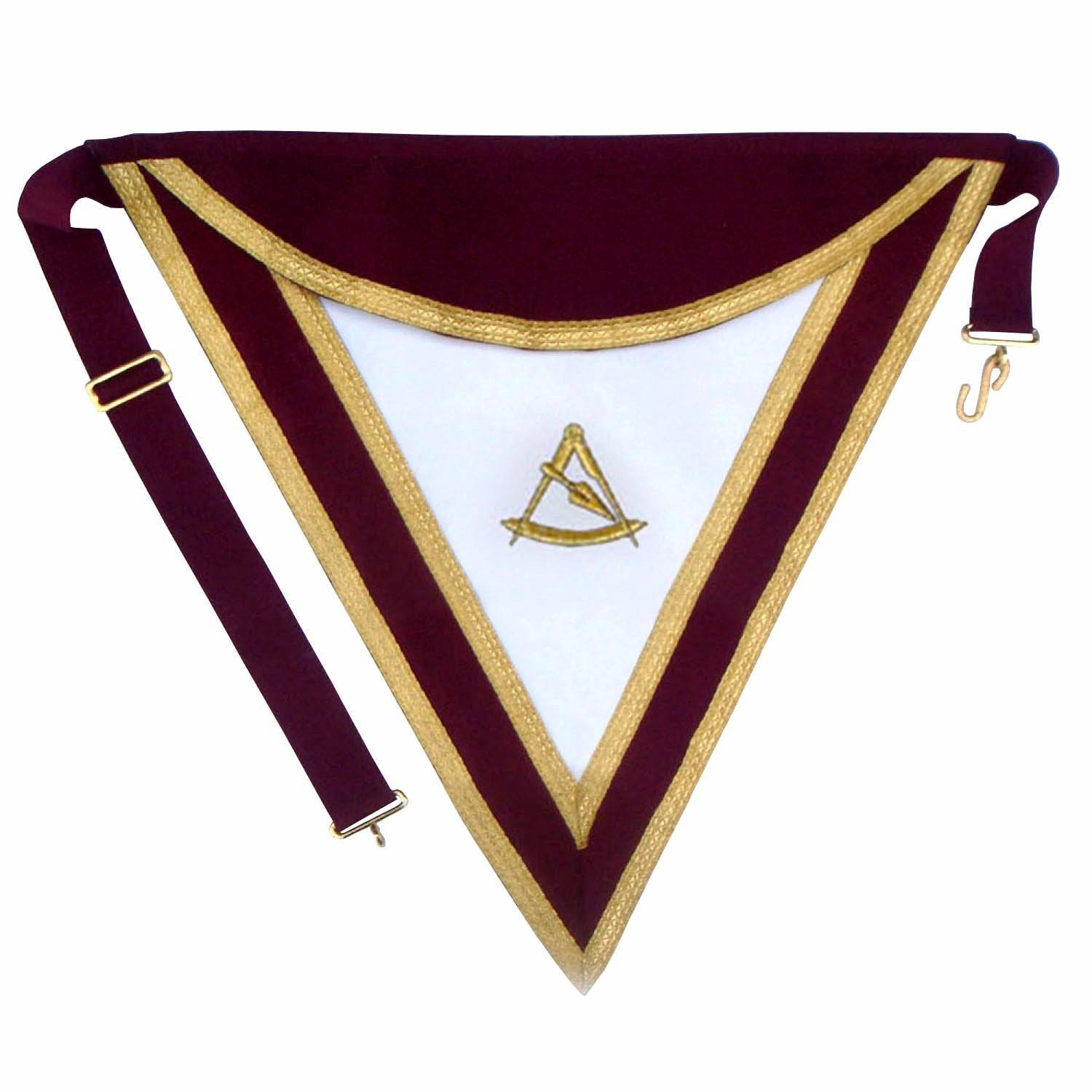 Officers & Past Master Royal & Select Masters Apron - Maroon - Bricks Masons