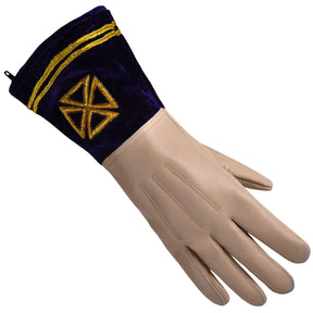 Past Grand Commander Knights Templar Commandery Gauntlet - Leather & Purple Velvet - Bricks Masons