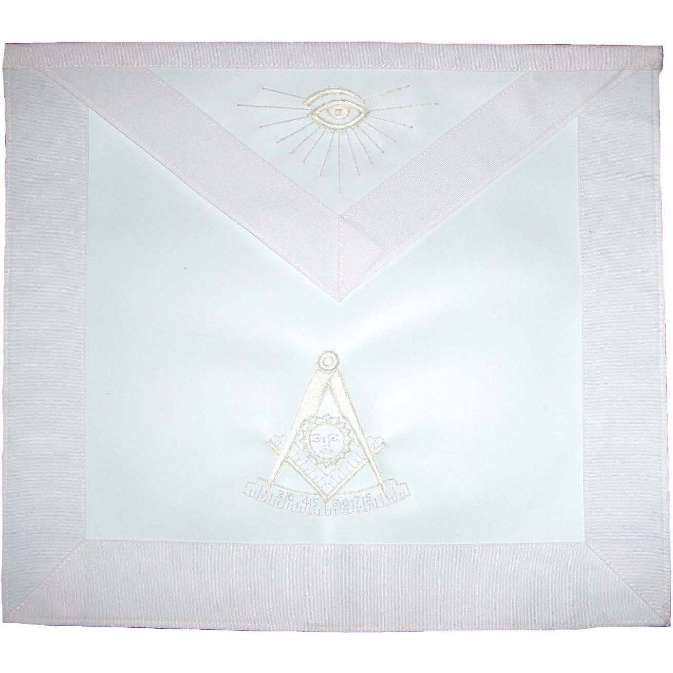 Past Master Blue Lodge Apron - All White Grosgrain - Bricks Masons