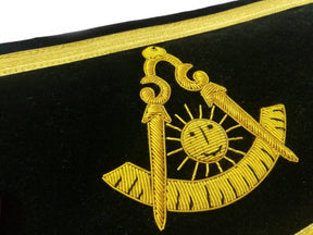 Past Master Blue Lodge Apron - Black Chenille with Gold Braid - Bricks Masons