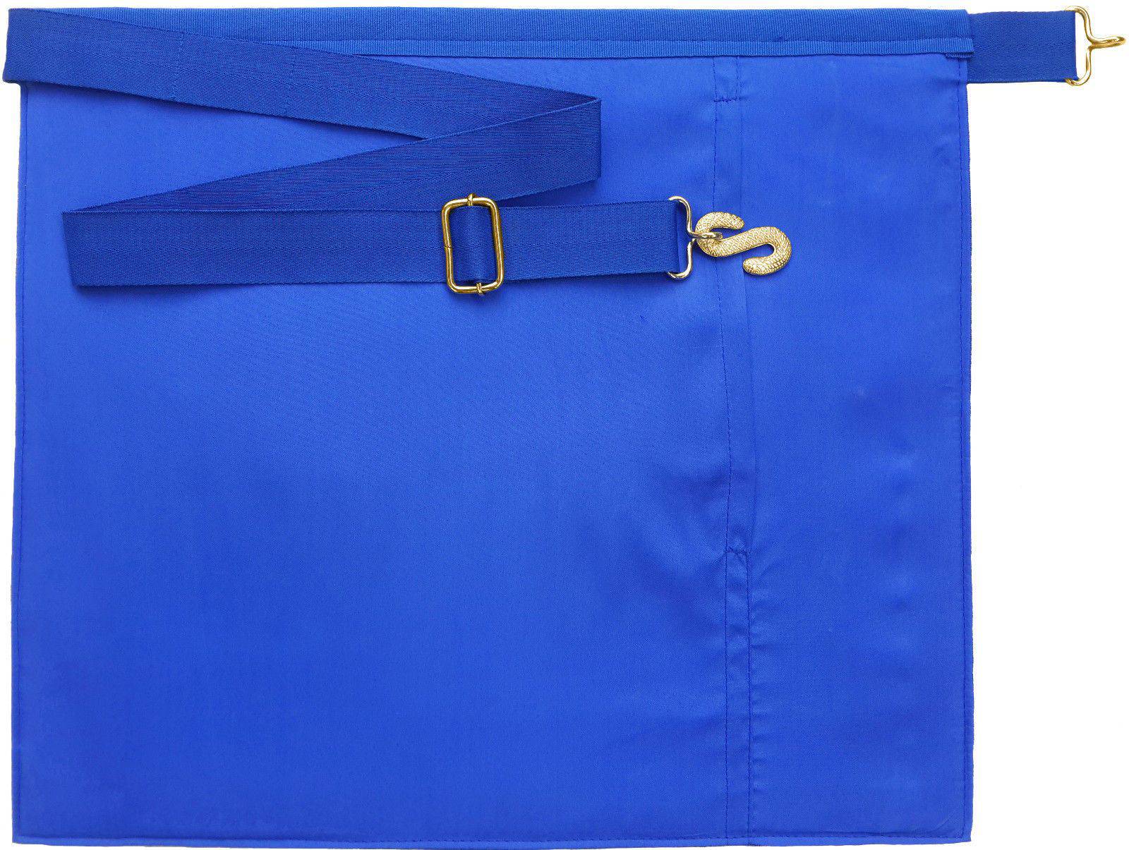 Past Master Blue Lodge Apron - Blue Grosgrain with Gold & Blue Hand Embroidery - Bricks Masons