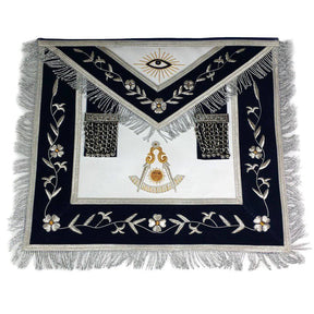 Past Master Blue Lodge Apron - Gold & Silver Bullion Hand Embroidery - Bricks Masons