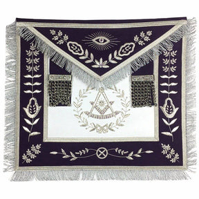 Past Master Blue Lodge Apron - Royal Purple Velvet Hand Embroidery - Bricks Masons